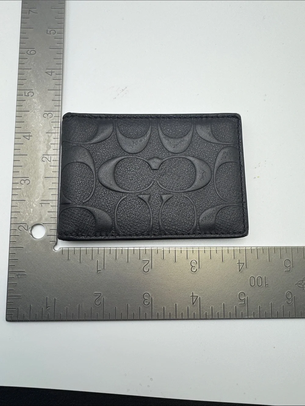 Coach Black Embossed Signature Slim Card Case